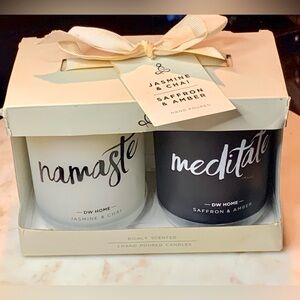 DW HOME CANDLE MEDITATE NAMASTE SAFRON AMBER JASMINE CHI DUO 7.6oz EACH SOY NEW